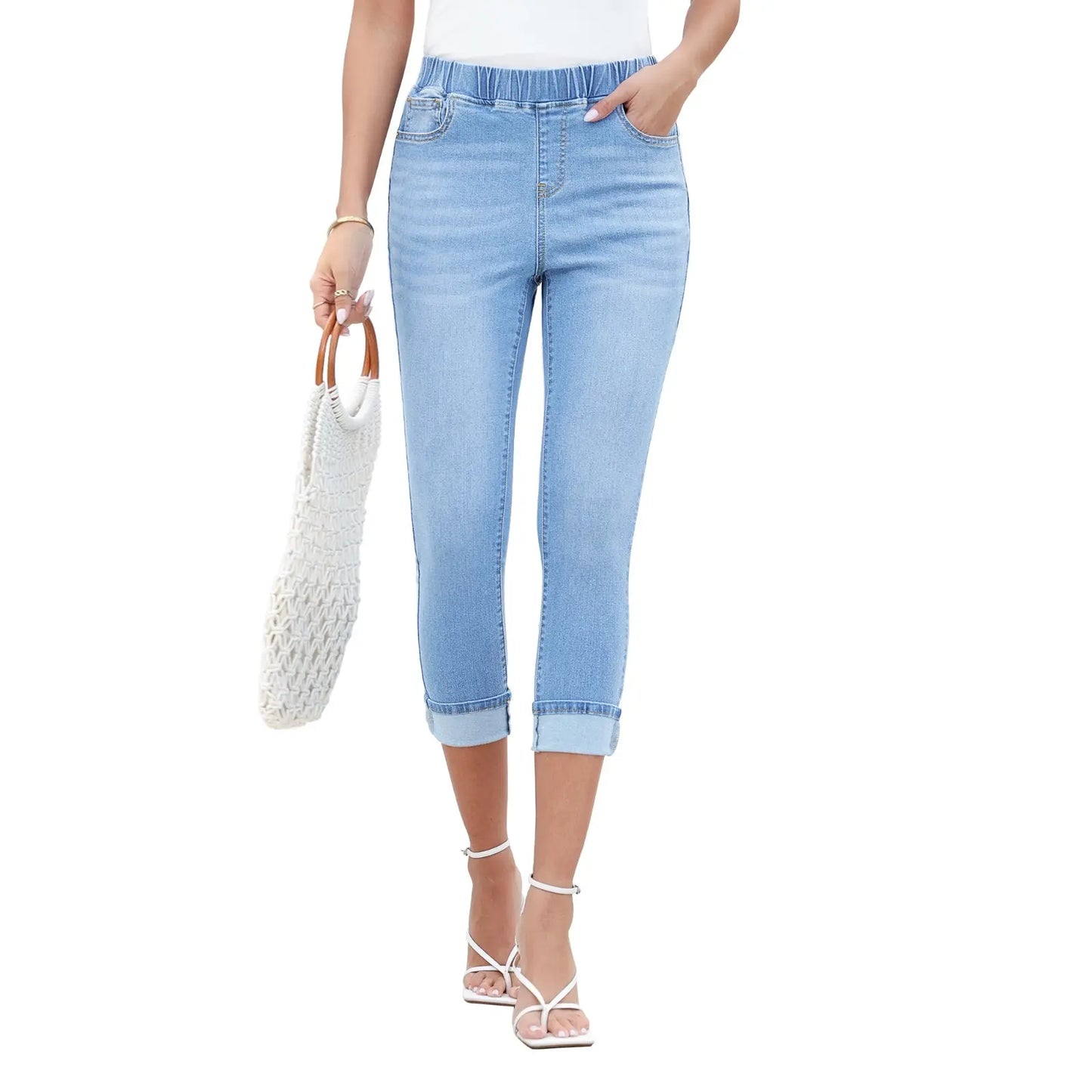 🔥90% OFF ONLY TODAY🔥Women's High-Waist Stretch Denim Capri Jeggings